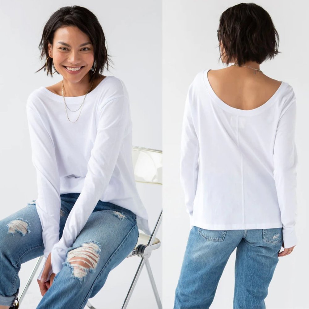LoveTrust | Joni Long Sleeve Tee in White Sz.‎ S